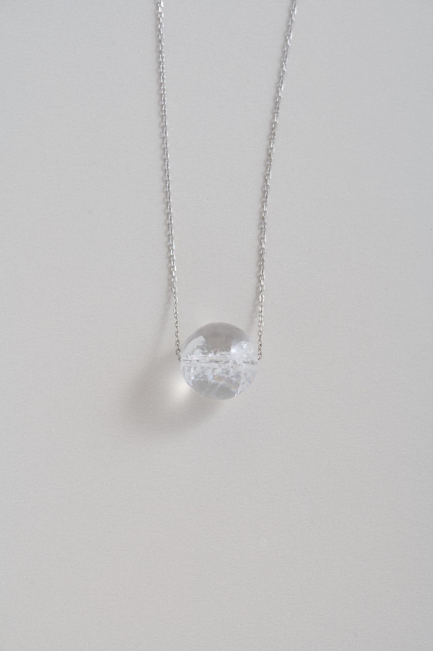India Himalayan White Quartz Minimalist Clear Quartz Necklace – Natural Ice Crack Crystal Pendant – 925 Silver Chain – Handmade Gift for Her