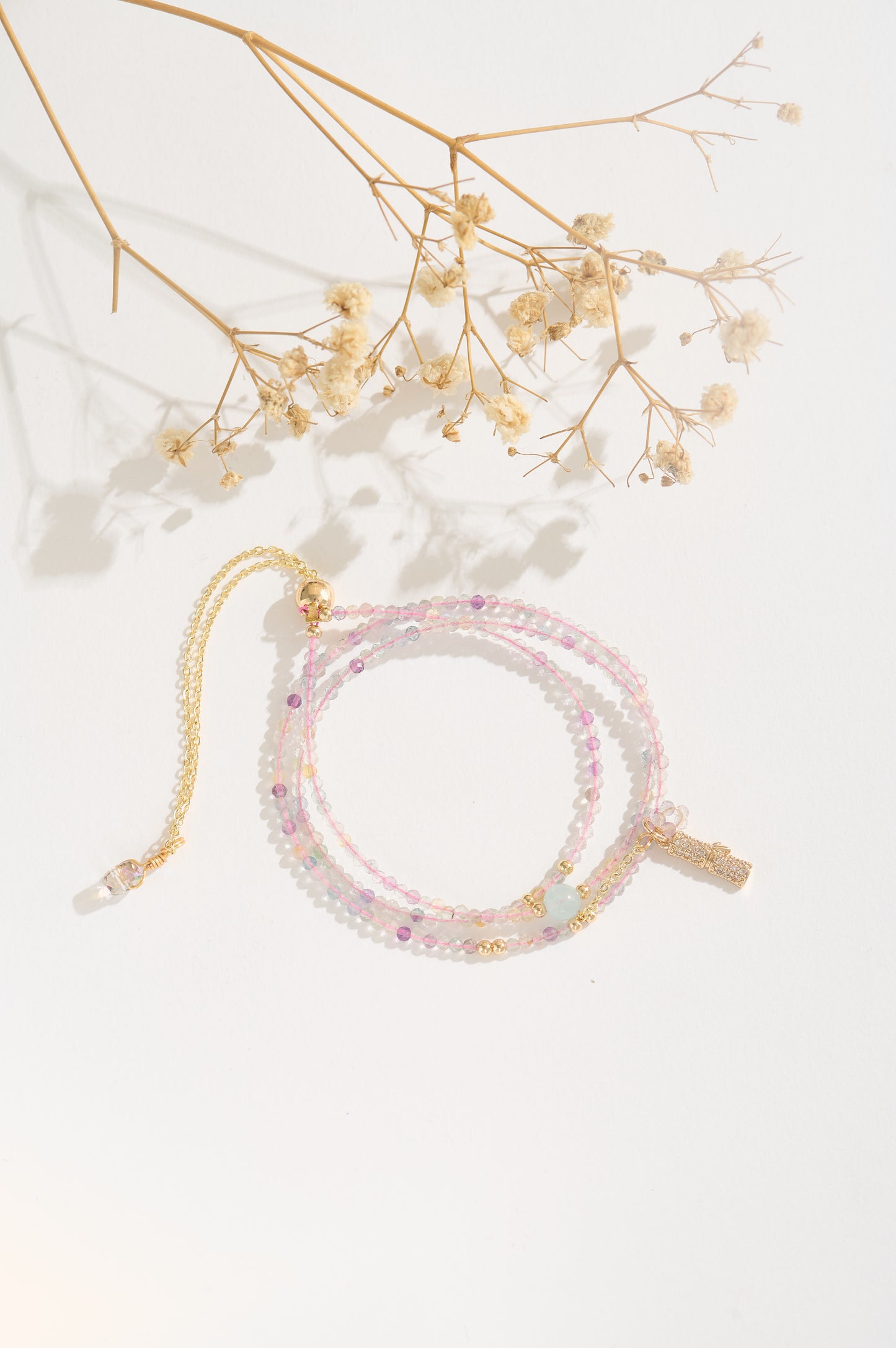 Handmade Pink Spinel Multi-layer Bracelet, Dainty 14K Gold-filled Gemstone Bracelet, Pastel Crystal Jewelry Gift for Women