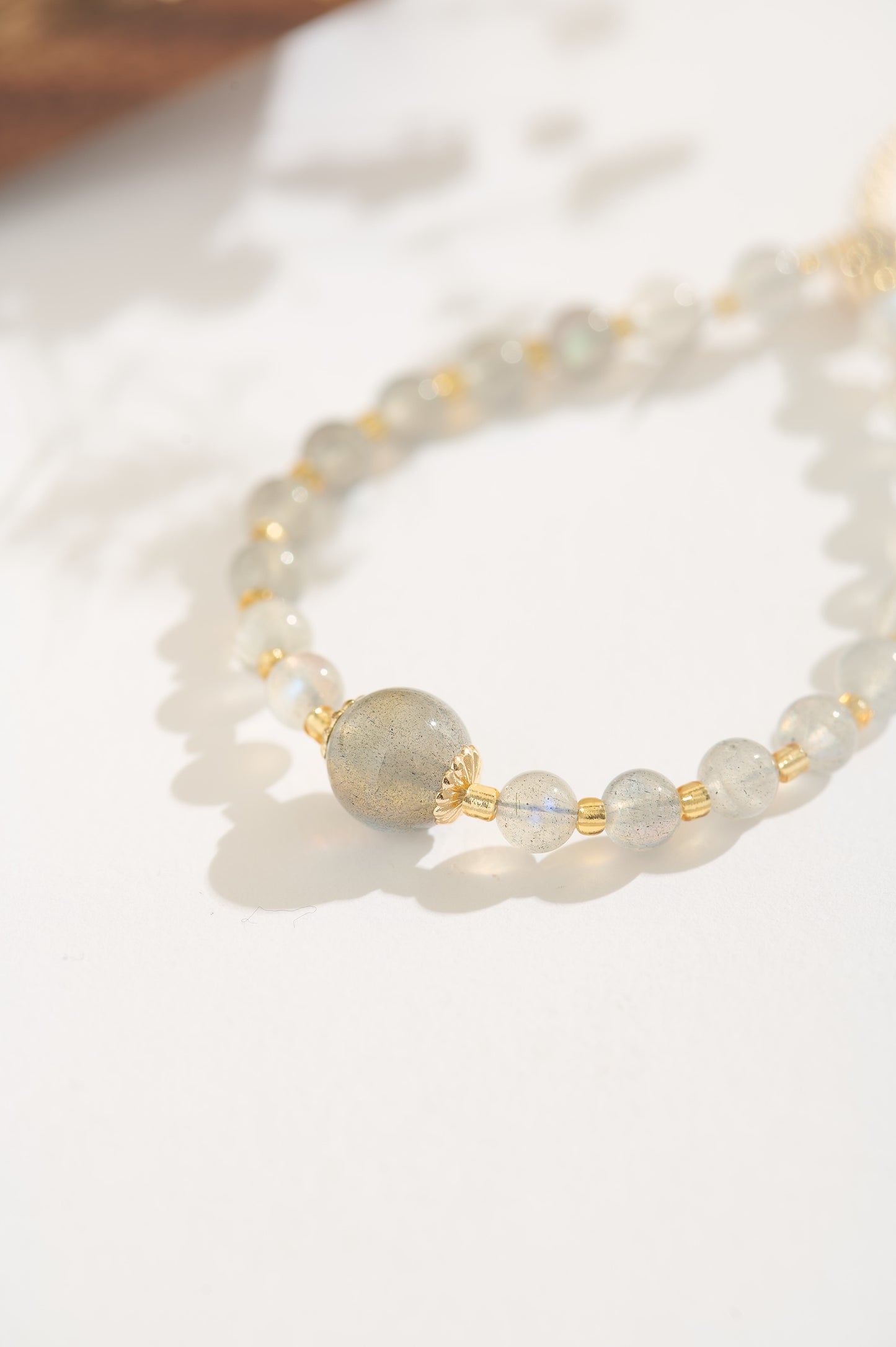 Handmade Labradorite & Moonstone Bracelet, Adjustable 14K Gold-filled Gemstone Bracelet, Minimalist Crystal Jewelry, Gift for Her