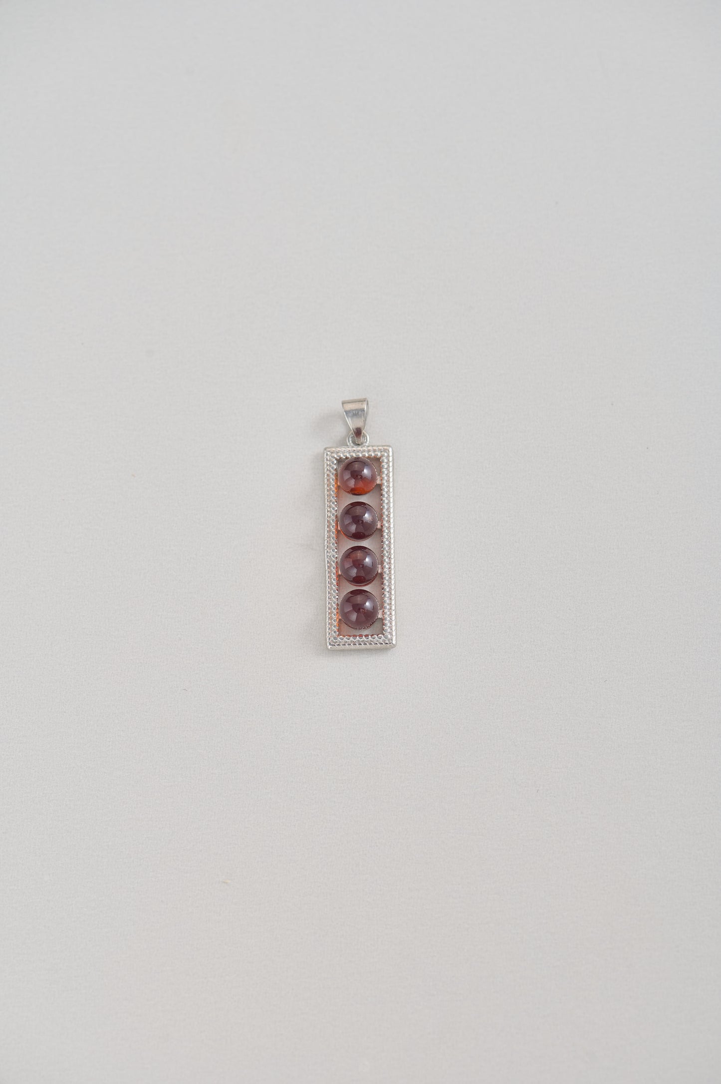 Garnet Alignment – Natural Garnet Bar Pendant in Sterling Silver with Free Adjustable Chain