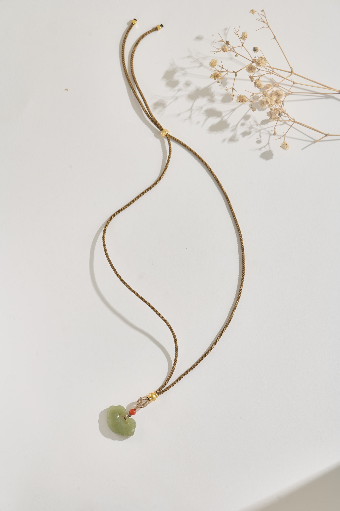 Wishful Harmony – Hetian Jade Ruyi Pendant Necklace