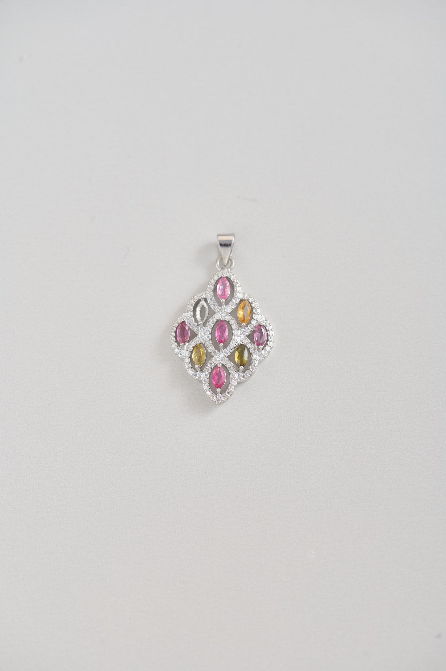 Celestial Garden – Multicolor Tourmaline Pendant with 925 Silver Chain Gift