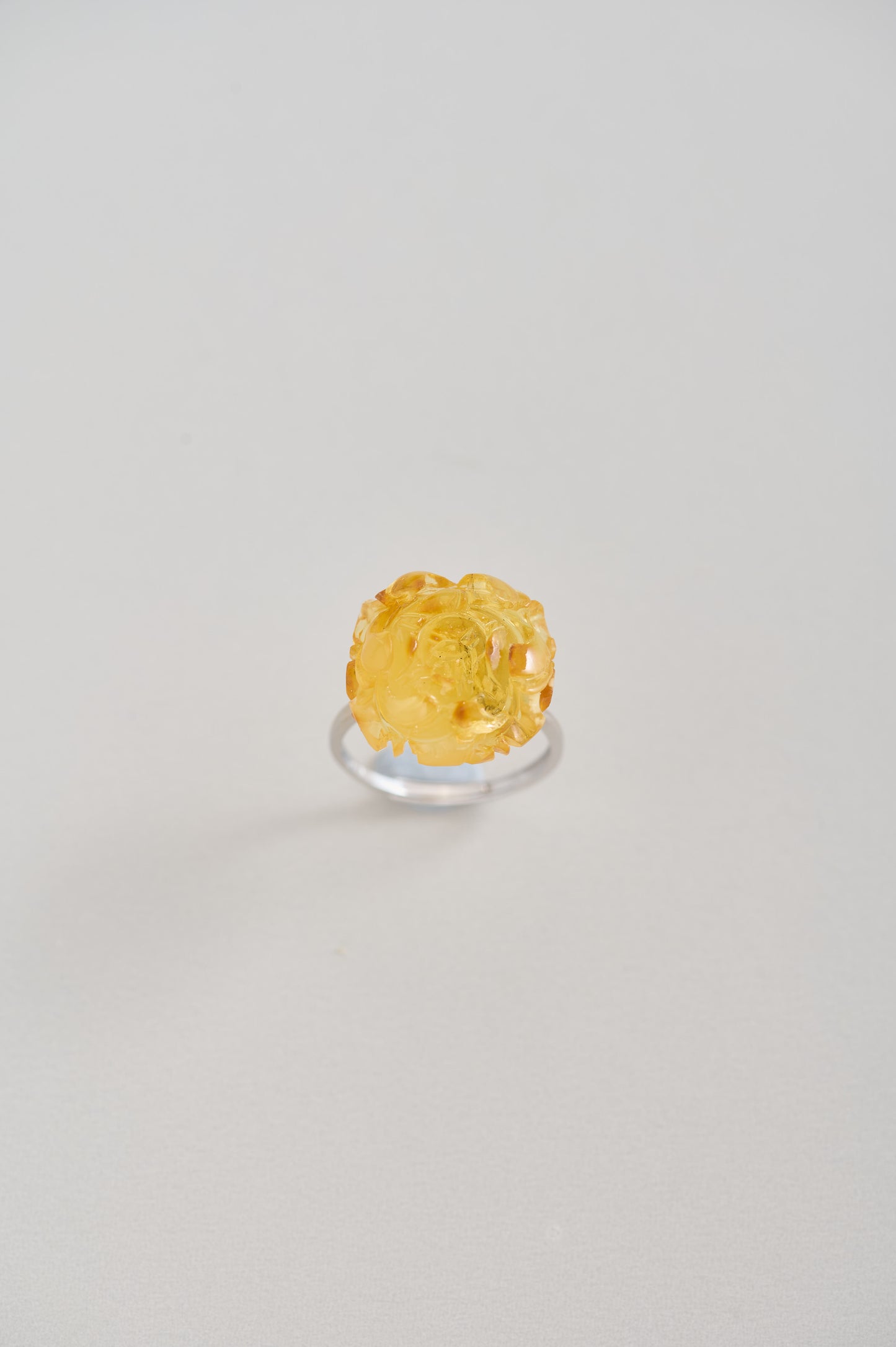 Natural Amber Flower Carved Ring – Wealth & Blessing Adjustable Ring – Handmade Resinous Amber Jewelry for Women