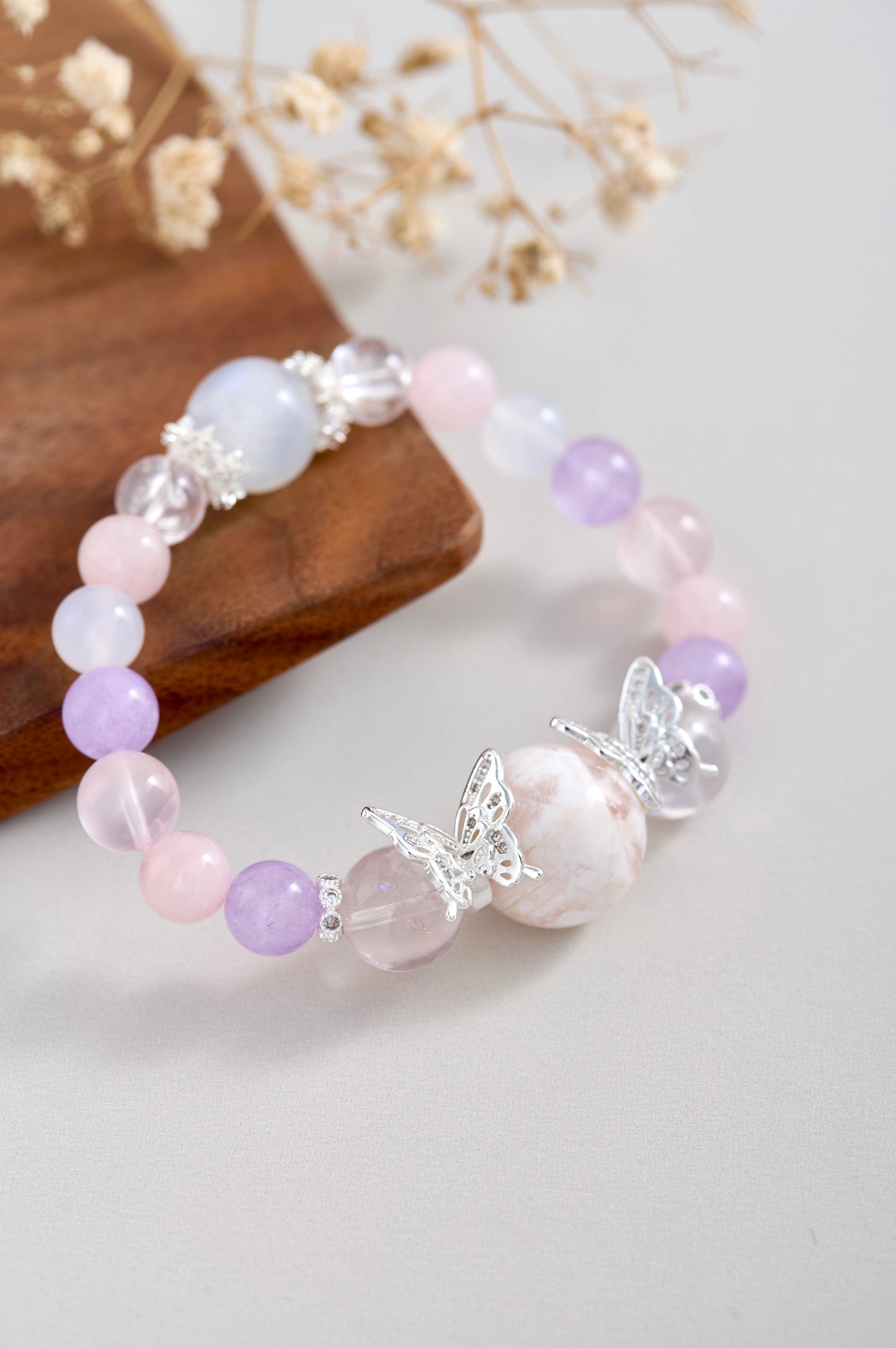 Snow Mountain Princess Crystal Bracelet – Moonstone & Snow Phantom Quartz