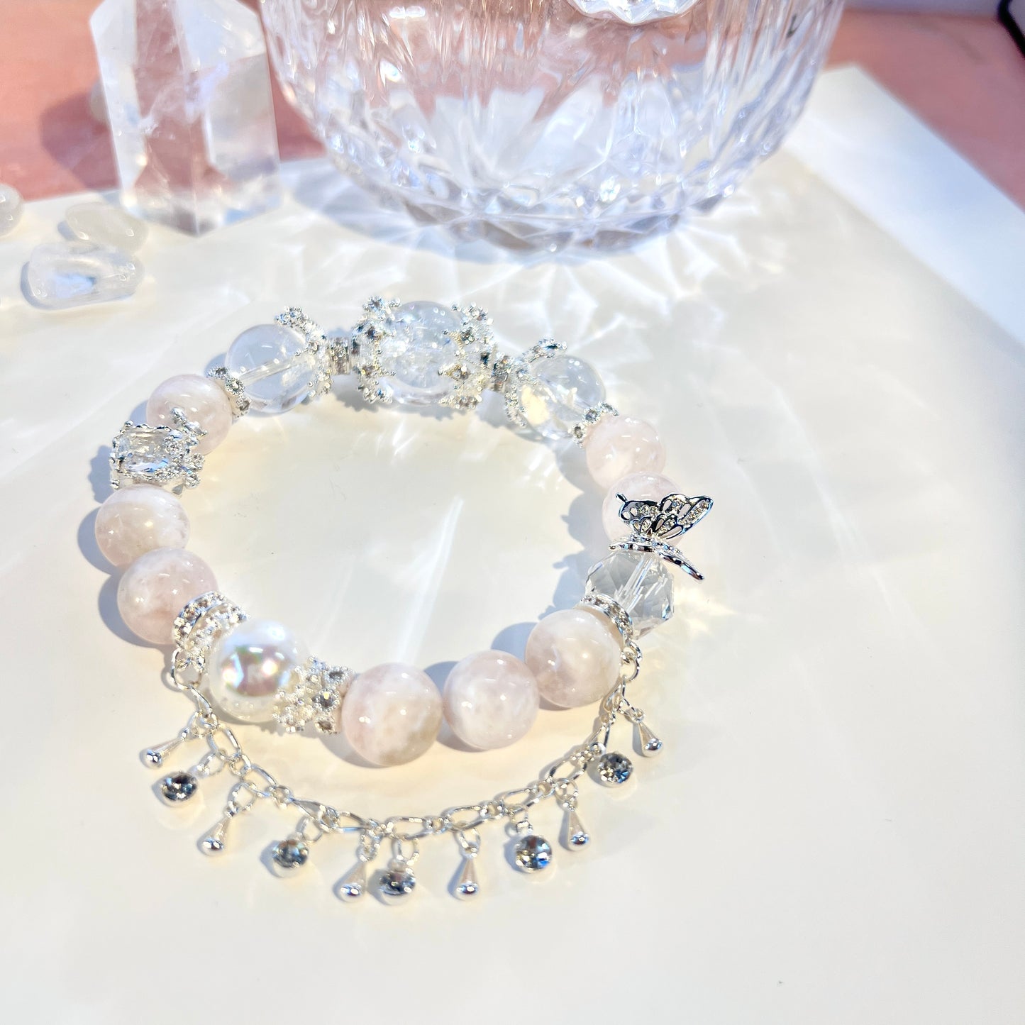 Blossom Mist - Pink Phantom Quartz, Himalayan White Quartz and White Azeztulite