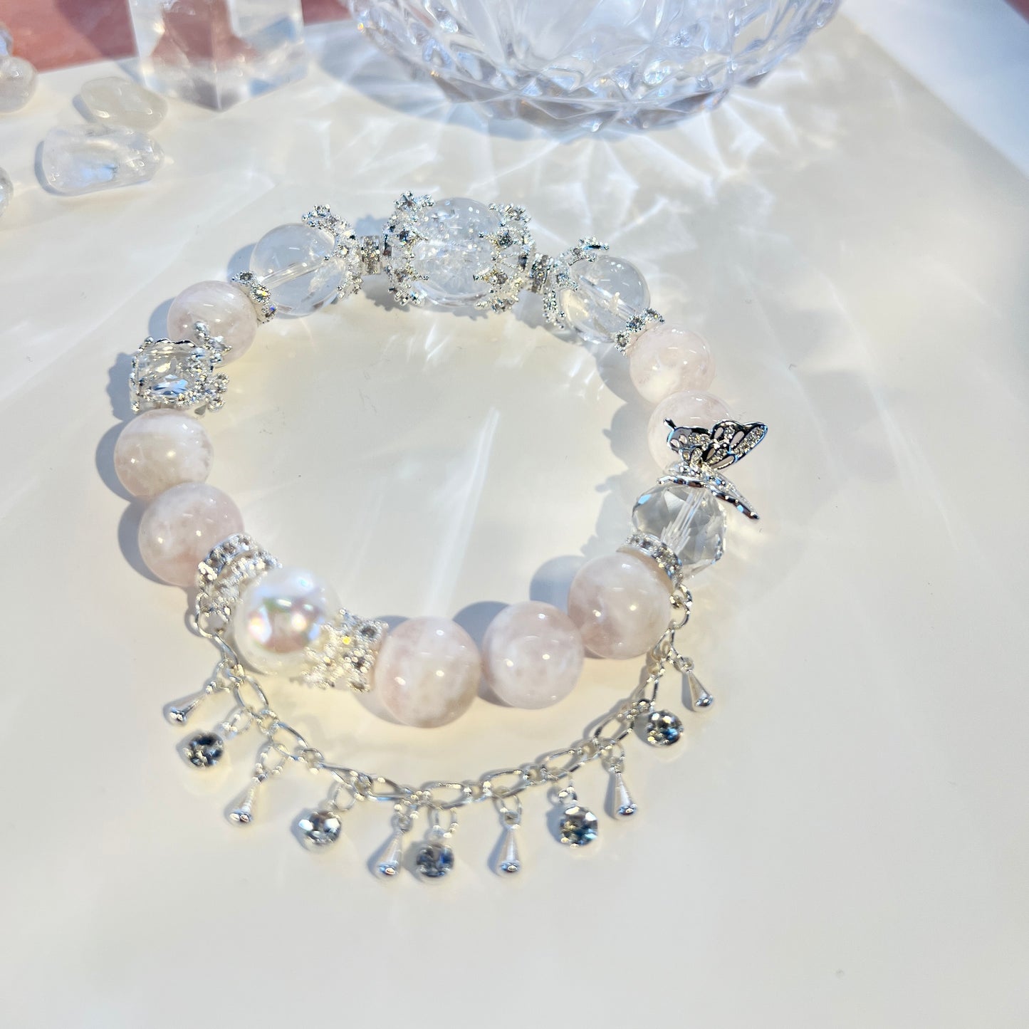 Blossom Mist - Pink Phantom Quartz, Himalayan White Quartz and White Azeztulite