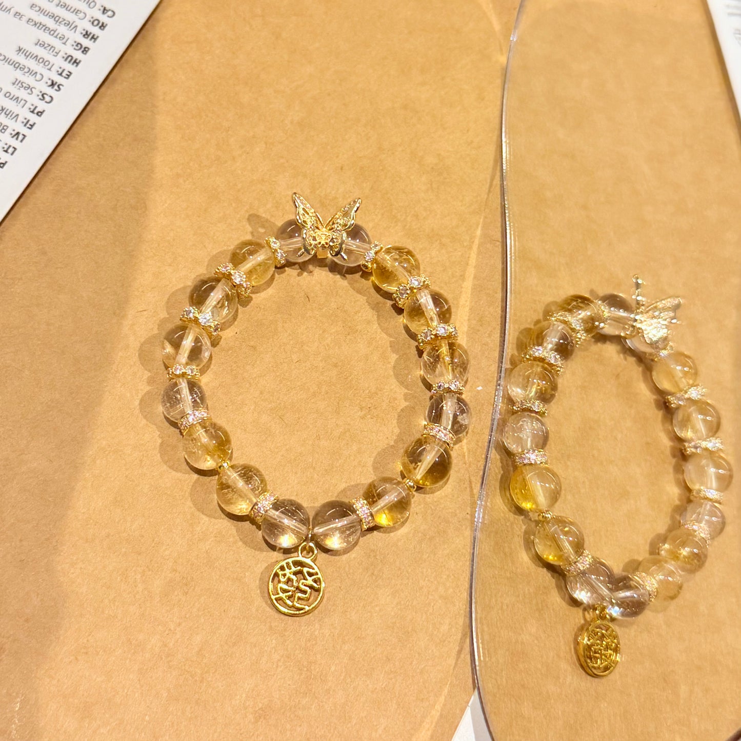 Golden Bloom – Citrine A’Sei & Rutilated Quartz Bracelet with 14K Fortune Charm
