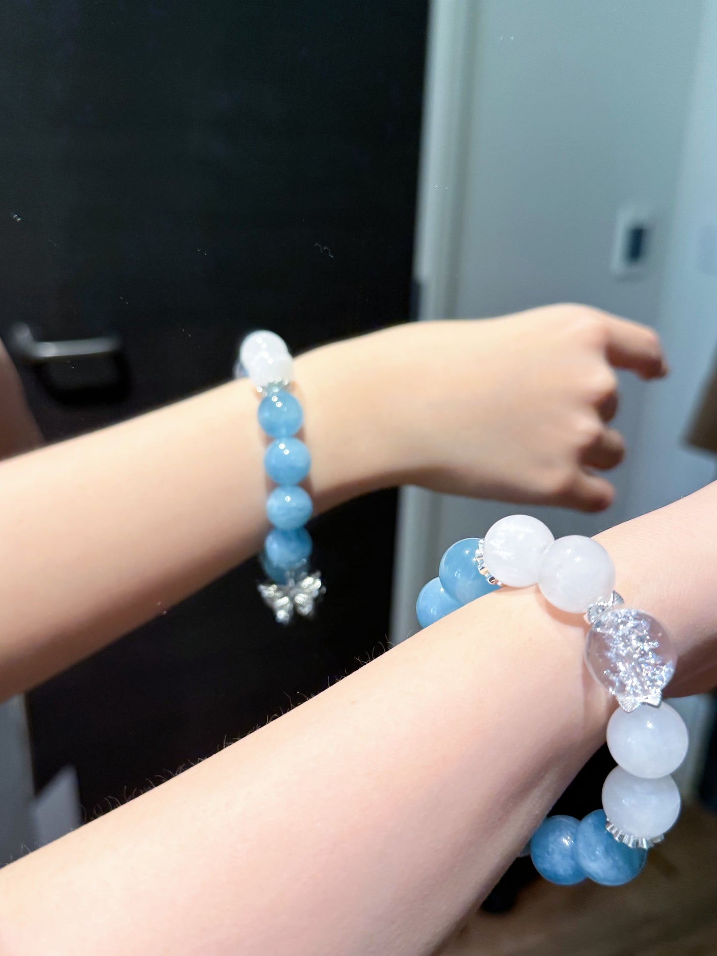 Mermaid's Tear – Aquamarine, Moonstone & Himalayan Quartz Bracelet with Sterling Silver Butterfly