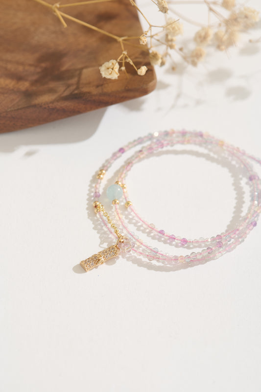 Handmade Pink Spinel Multi-layer Bracelet, Dainty 14K Gold-filled Gemstone Bracelet, Pastel Crystal Jewelry Gift for Women