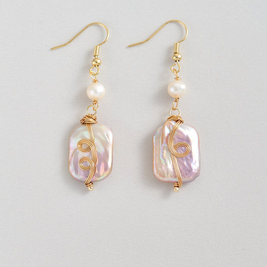 Handmade Baroque Pearl Drop Earrings | 14K Gold-Filled Wire Wrapped | Freshwater Pearl Dangle Earrings | Elegant Bridal Jewelry