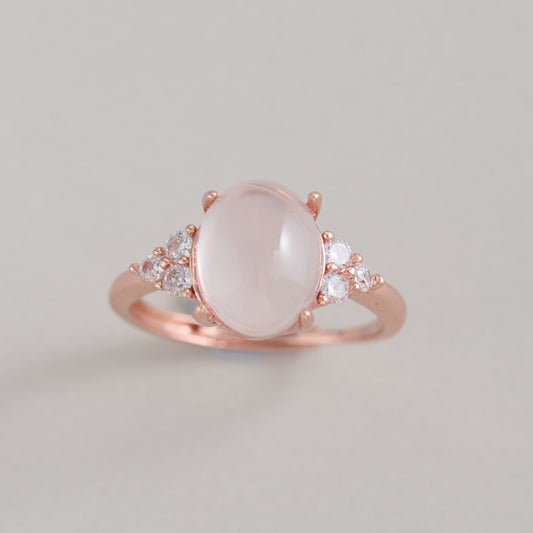 Rose Gold Natural Rose Quartz Ring | Love Attraction Crystal Ring | Dainty Pink Gemstone Ring for Her
