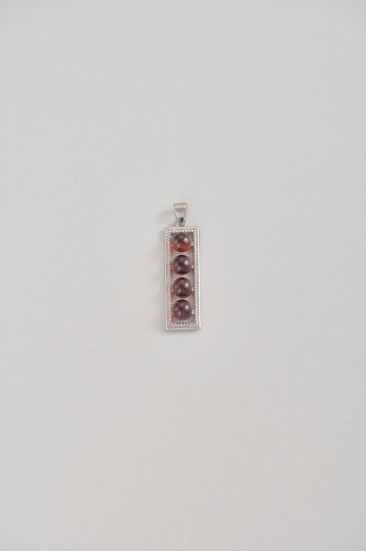 Garnet Alignment – Natural Garnet Bar Pendant in Sterling Silver with Free Adjustable Chain