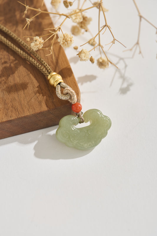 Wishful Harmony – Hetian Jade Ruyi Pendant Necklace