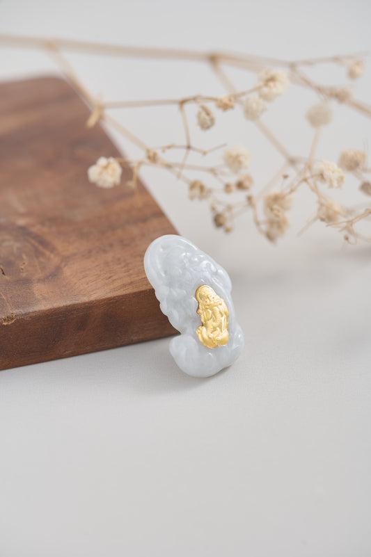 Golden Blessing – Jadeite Buddha Pendant with Free 14K Gold Adjustable Chain
