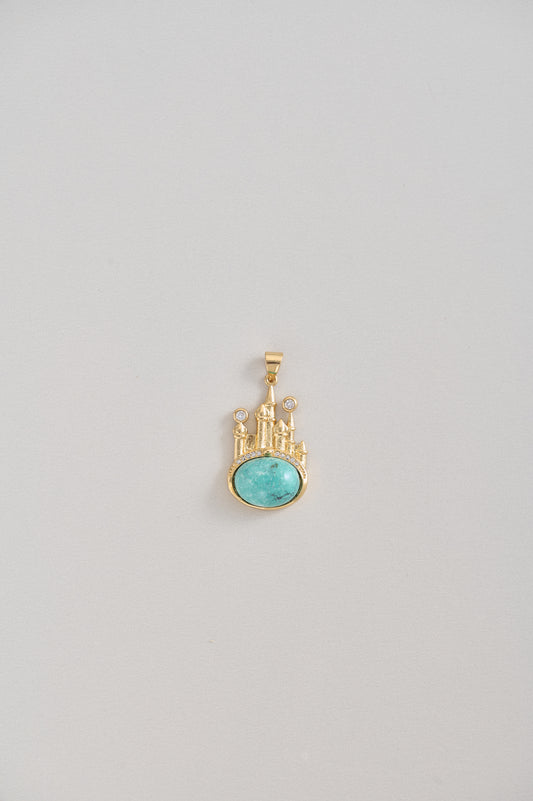 Dream Palace – Turquoise Castle Pendant with Free 14K Gold Adjustable Chain