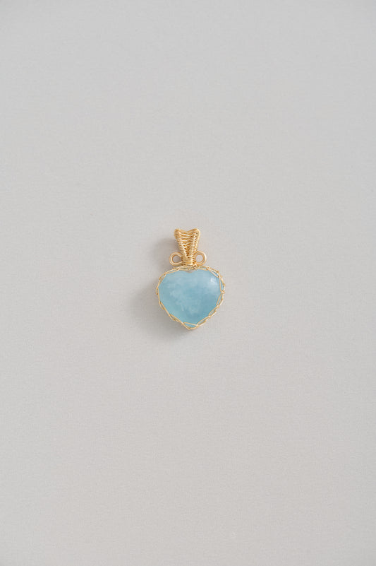 Ocean Heart – Aquamarine Heart Pendant with Free 14K Gold Adjustable Chain