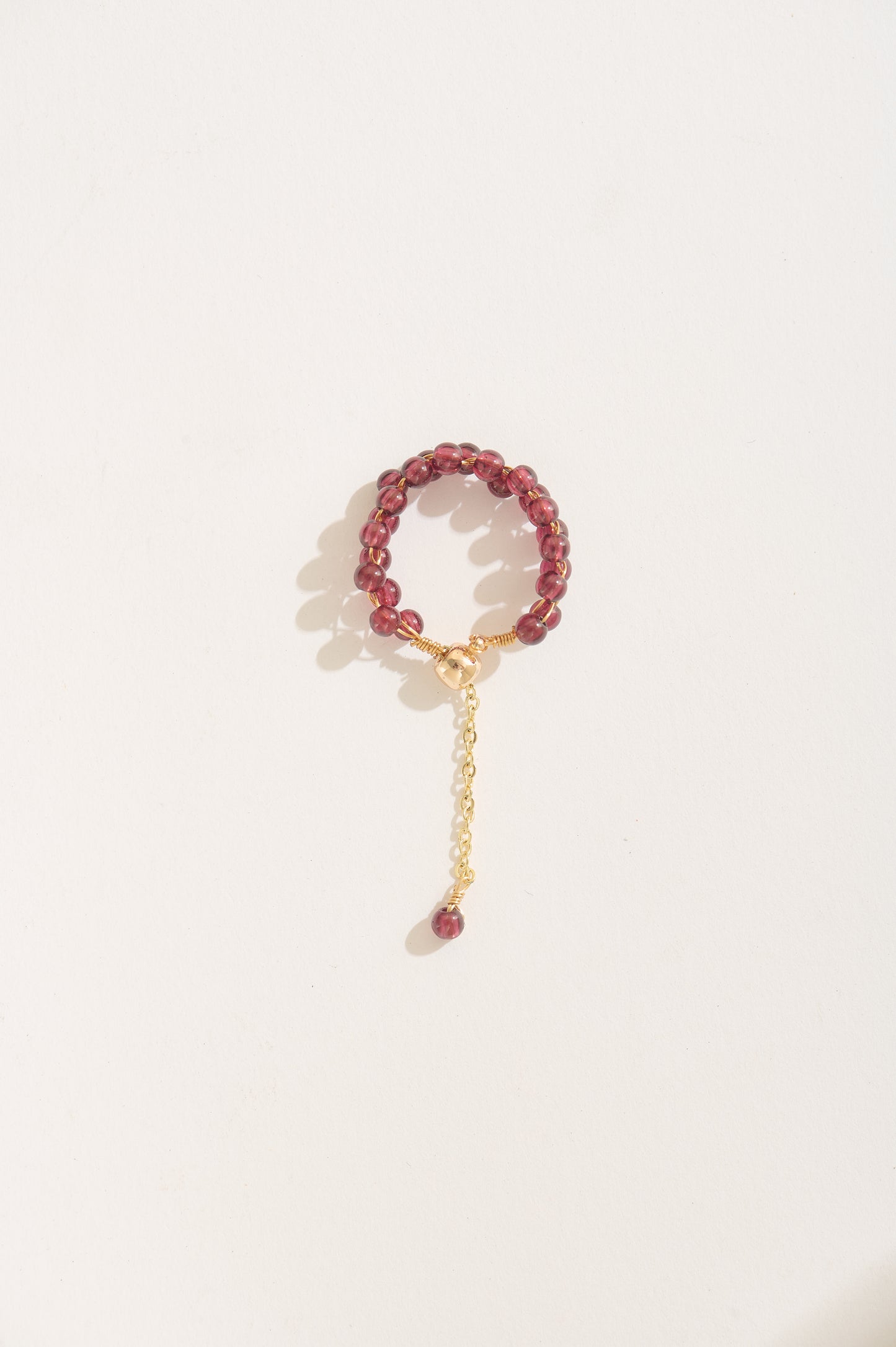 Handmade Multi Natural Gemstone Adjustable Chain Rings – 14k Gold Filled Wire Wrapped with Crystal Dangle – Handmade Dainty Statement Jewelry