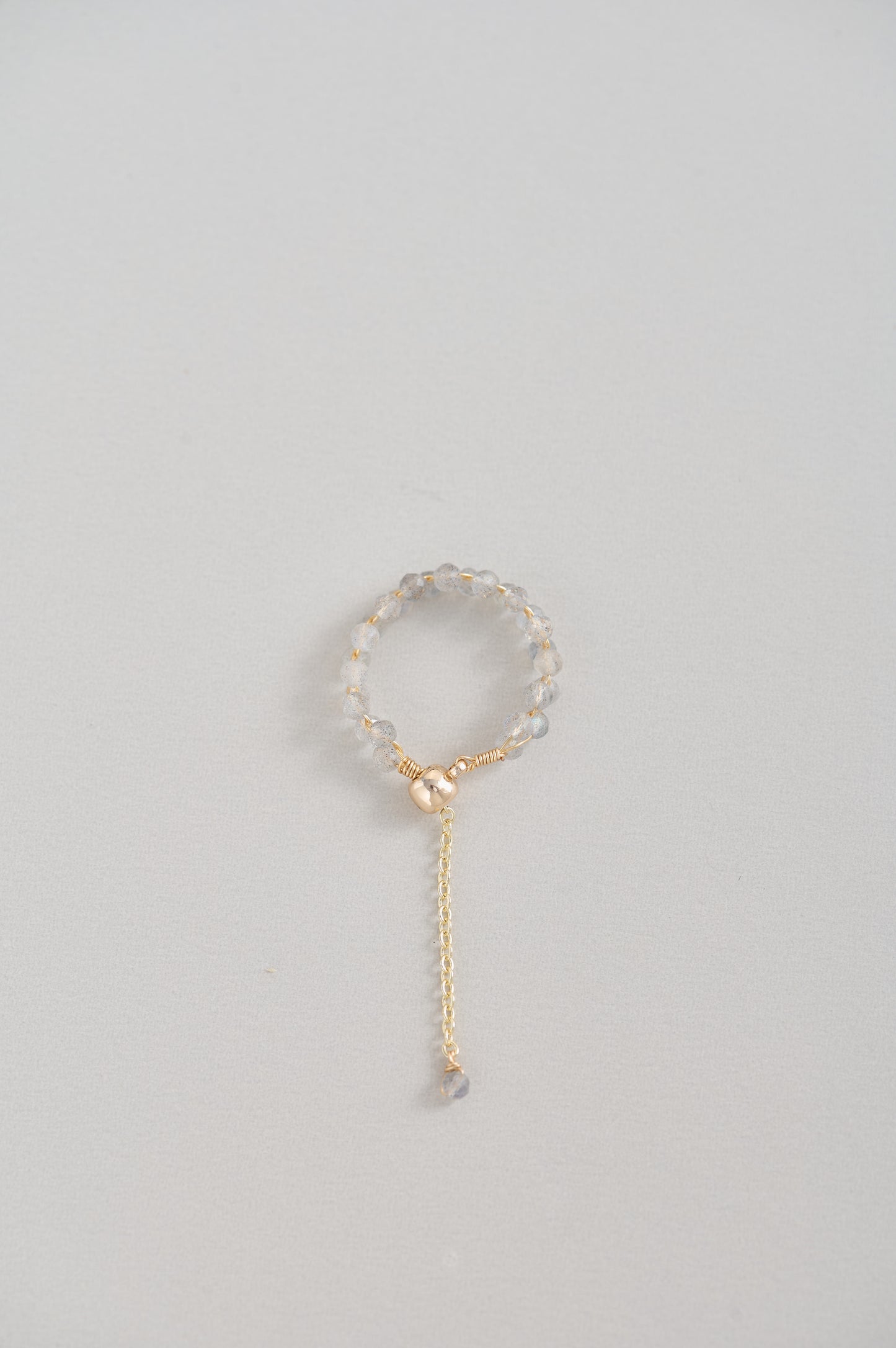 Handmade Multi Natural Gemstone Adjustable Chain Rings – 14k Gold Filled Wire Wrapped with Crystal Dangle – Handmade Dainty Statement Jewelry