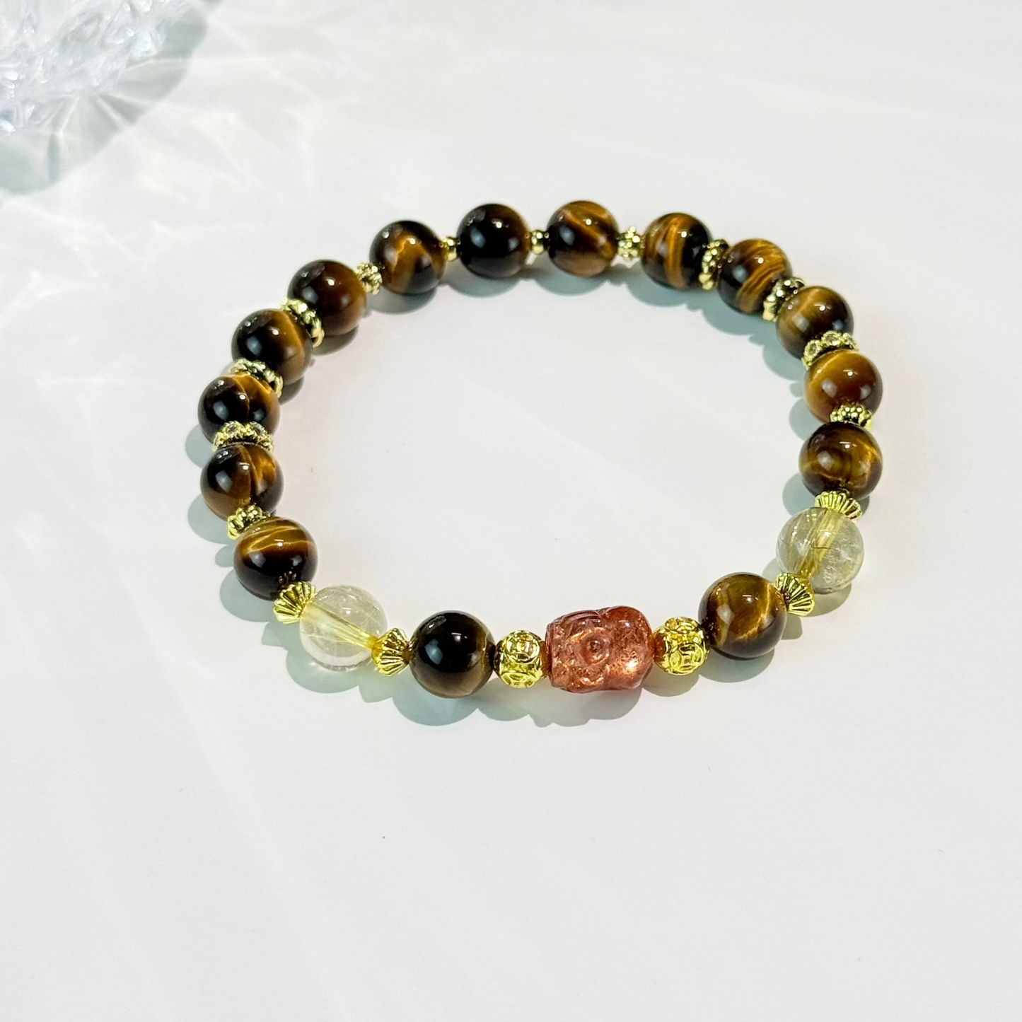 Fortune Radiance - Yellow Tiger’s Eye, Rutilated Quartz and Strawberry Quartz