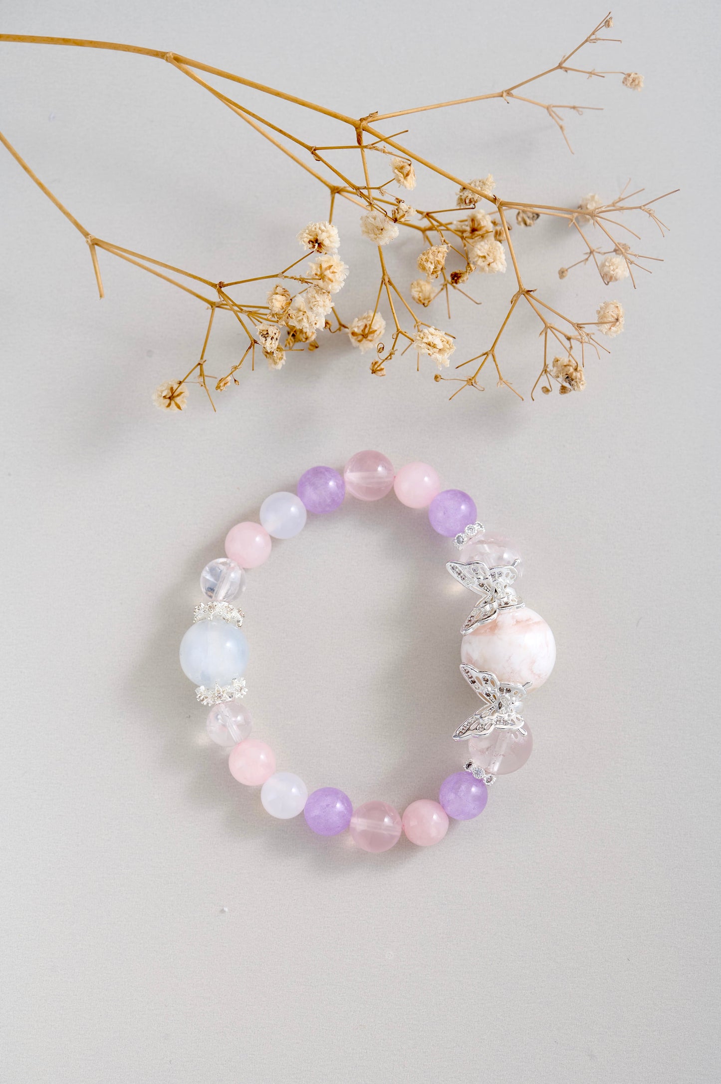 Snow Mountain Princess Crystal Bracelet – Moonstone & Snow Phantom Quartz