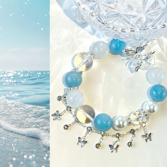 Moonlit Ocean - Aquamarine, Moonstone and Clear Quartz