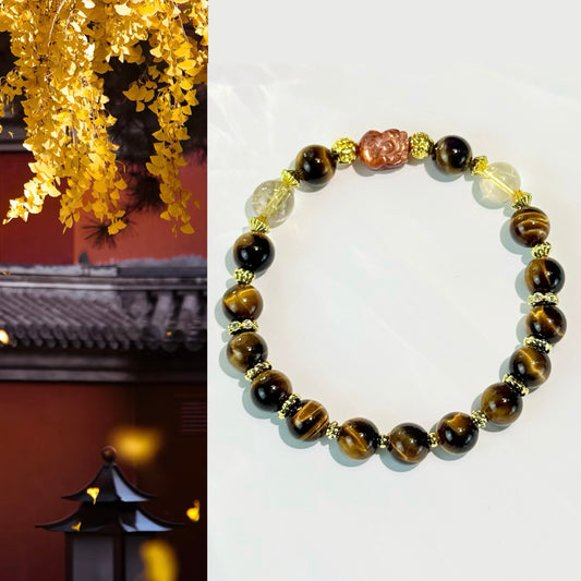 Fortune Radiance - Yellow Tiger’s Eye, Rutilated Quartz and Strawberry Quartz