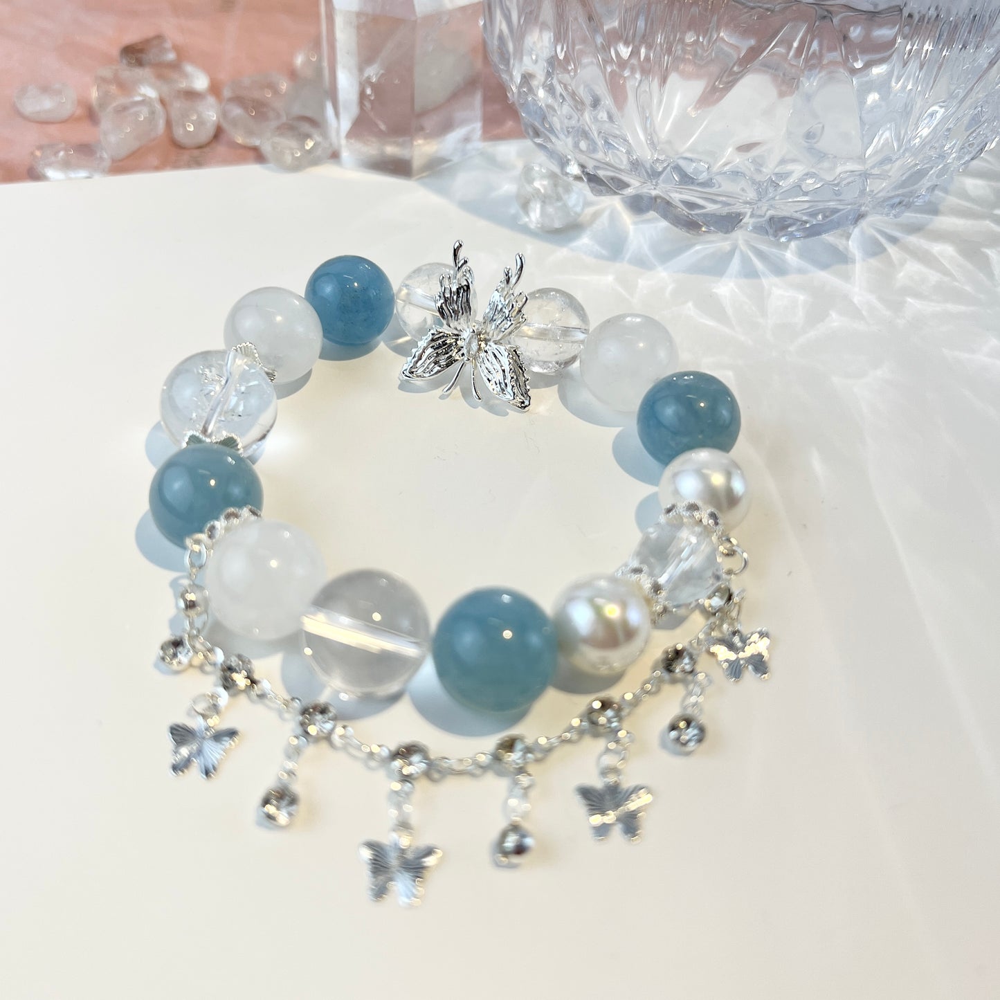 Moonlit Ocean - Aquamarine, Moonstone and Clear Quartz