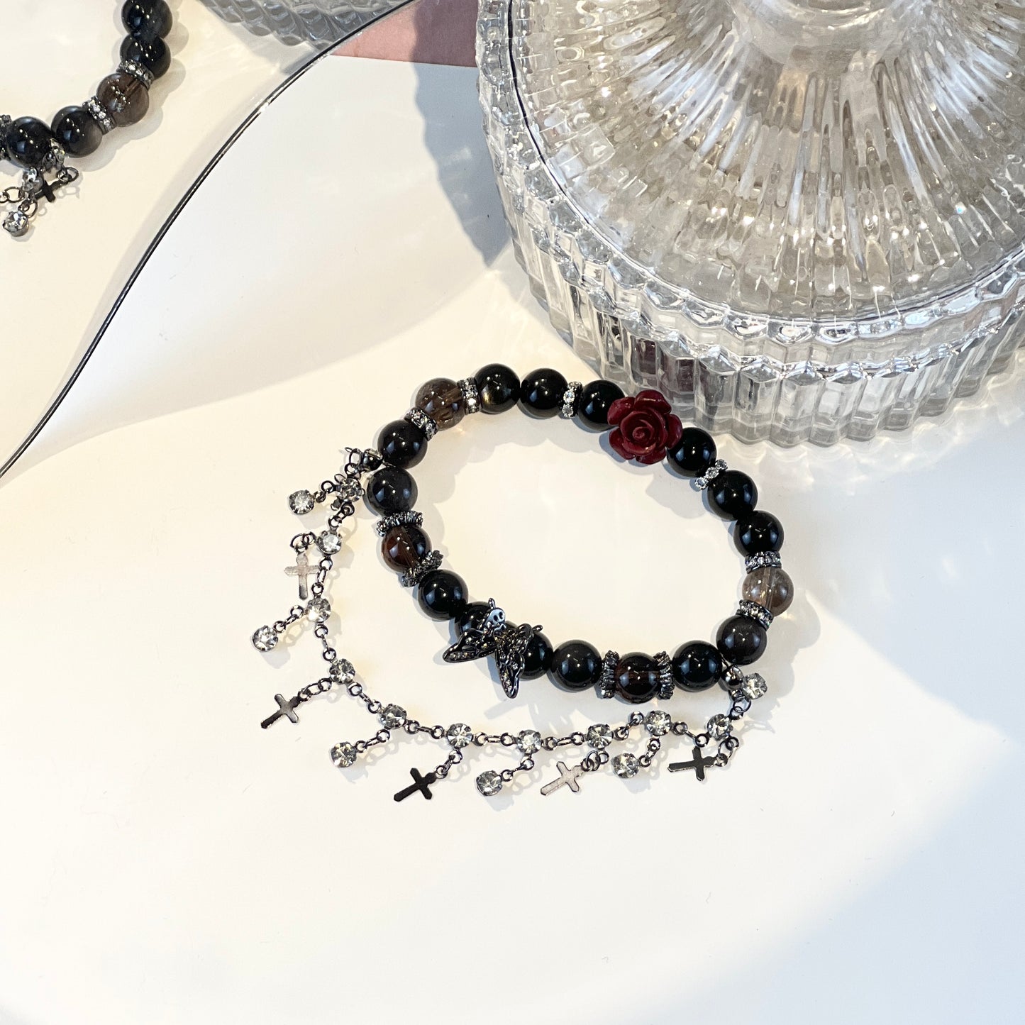 Mystic Rose - Obsidian, Smoky Quartz and Azeztulite