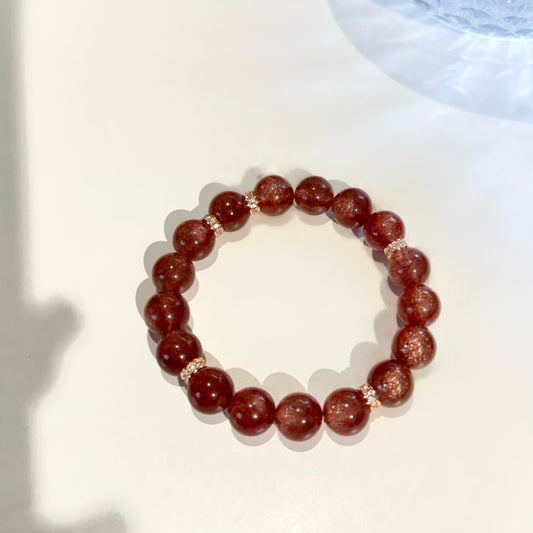 Starlit Berry – Premium Cherry Red Strawberry Quartz Bracelet (10mm)